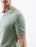 Linen Rich Knitted Open Neck Polo Shirt