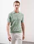 Linen Rich Knitted Open Neck Polo Shirt