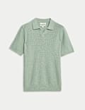 Linen Rich Knitted Open Neck Polo Shirt