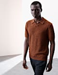 Linen Rich Knitted Open Neck Polo Shirt