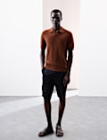 Linen Rich Knitted Open Neck Polo Shirt