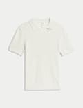 Linen Rich Knitted Open Neck Polo Shirt