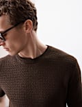 Linen Blend Textured Knitted T-Shirt