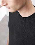 Gestricktes T-Shirt aus Leinenmischgewebe mit Strukturmuster