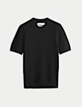 Gestricktes T-Shirt aus Leinenmischgewebe mit Strukturmuster