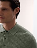 Textured  Viscose Rich Knitted Polo Shirt