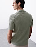 Textured  Viscose Rich Knitted Polo Shirt