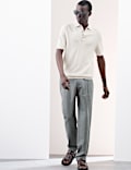 Textured  Viscose Rich Knitted Polo Shirt