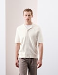 Relaxed Button Through Knitted Polo Shirt