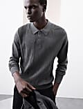 Pure Cotton Geometric Knitted Polo Shirt