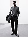 Pure Cotton Geometric Knitted Polo Shirt