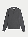 Pure Cotton Geometric Knitted Polo Shirt