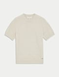 Mercerised Cotton Geometric Texture Knitted T-Shirt