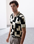 Mercerised Cotton Open Neck Knitted Polo Shirt