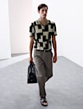 Mercerised Cotton Open Neck Knitted Polo Shirt