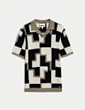 Mercerised Cotton Open Neck Knitted Polo Shirt
