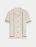 Pure Cotton Cuban Collar Knitted Polo Shirt