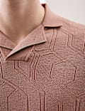 Mercerised Cotton Textured Knitted Polo Shirt