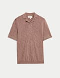 Mercerised Cotton Textured Knitted Polo Shirt