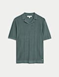 Pointelle Open Neck Knitted Polo Shirt