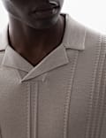 Pointelle Open Neck Knitted Polo Shirt