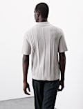 Pointelle Open Neck Knitted Polo Shirt