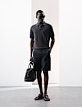 Floral Textured Knit Button Polo Shirt