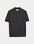 Floral Textured Knit Button Polo Shirt