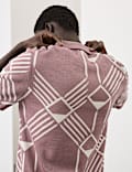 Pure Cotton Geometric Pattern Knitted Polo