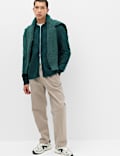 ז'קט משבצות סרוג מבד עשיר בכותנה עם רוכסן