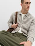 Cotton Rich Checked Zip Up Knitted Jacket