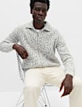 Cotton Blend Zip Up Knitted Jacket