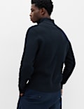 Cotton Blend Ribbed Half Zip Jumper