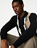 Katoenrijk, gebreid poloshirt met streepmotief