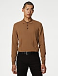 Cotton Rich Cable Knit Polo Shirt