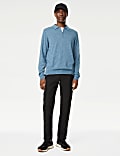 Cotton Rich Zip Up Knitted Polo Shirt