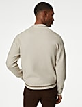 Cotton Blend Zip Up Knitted Bomber