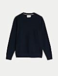 Cotton Blend Textured Crew Neck Jumper