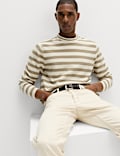 Cotton Rich Boucle Striped Crew Neck Jumper