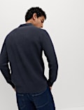Cotton Rich Boucle Open Neck Knitted Polo Shirt