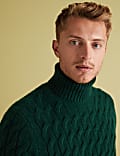 Grobstrick-Pullover mit Zopfmuster und Rollkragen