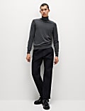 Cotton Rich Roll Neck Jumper with Wool