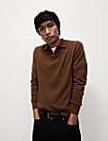 Cotton Rich Zip Up Knitted Polo Shirt