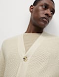 Cotton Modal Blend Textured V-Neck Cardigan