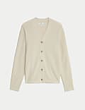 Cotton Modal Blend Textured V-Neck Cardigan