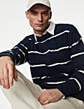 Sweter teksturowany w paski z mieszanki bawełny