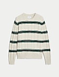 Cotton Blend Striped Textured Jumper