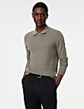 Pure Cotton Textured Knitted Polo Shirt