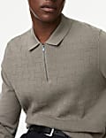 Pure Cotton Textured Knitted Polo Shirt