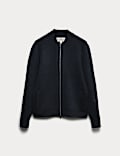 Air-Yarn Smart Crew Neck Knitted Bomber Jacket